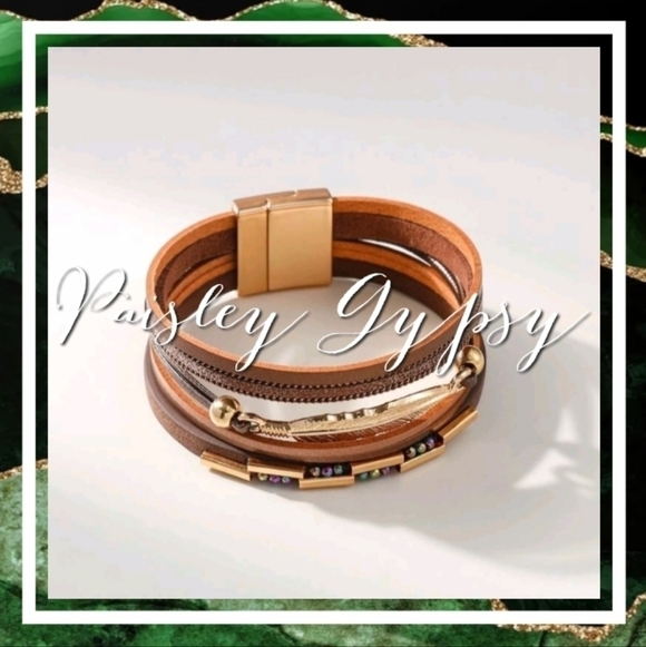 Strappy PU Leather Bohemian Bracelet - Picture 2 of 5